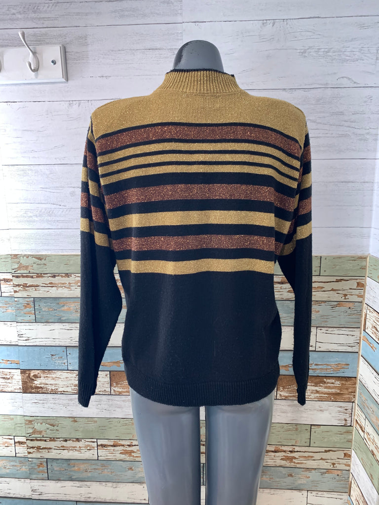 90s Striped Mock Neck Sweater - Hamlets Vintage