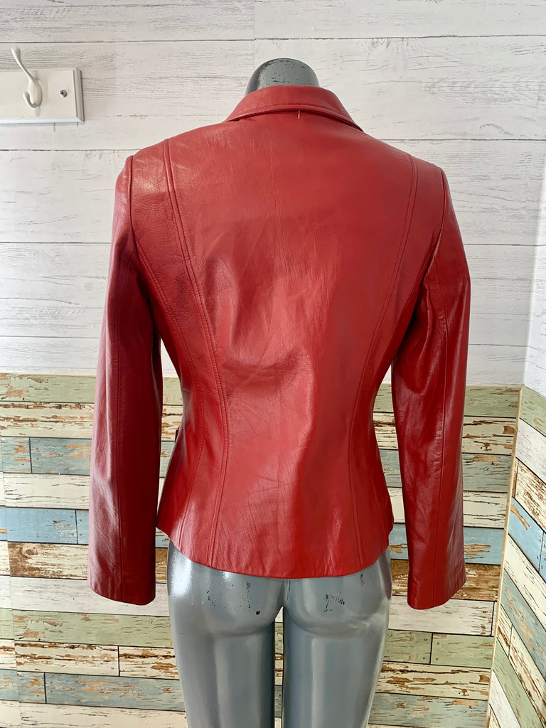 90’s Red Leather Jacket - Hamlets Vintage