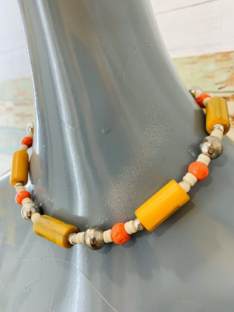 80s Multicolor Mix Beads Chocker Necklace - Hamlets Vintage