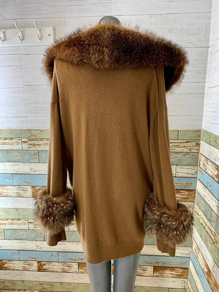 90’s Fur Collar and Cashmere Coat by Donna Karan - Hamlets Vintage