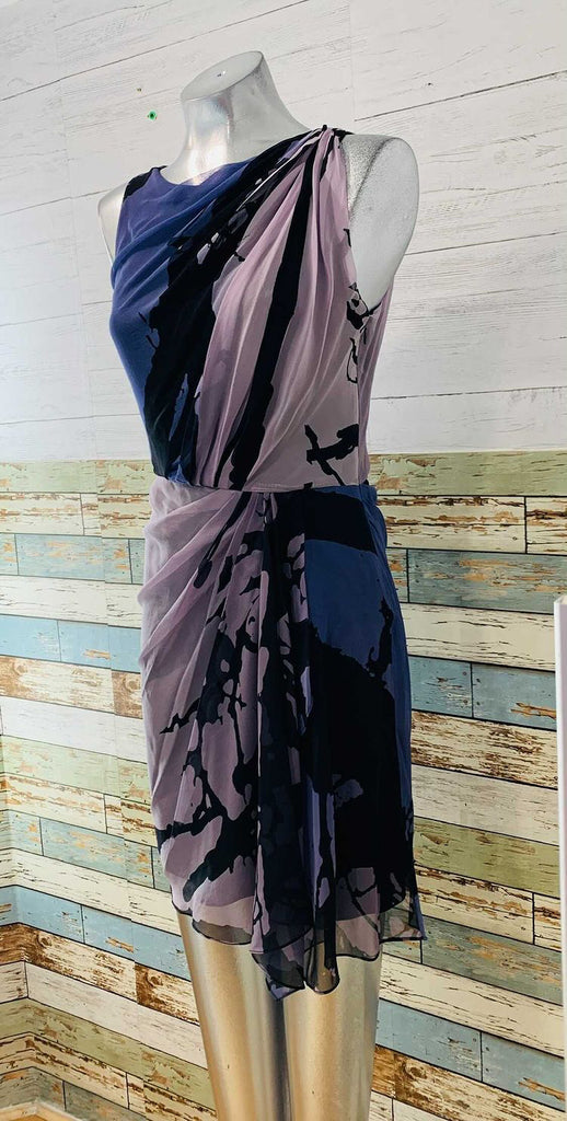00s Silk Drape Print Non Sleeve Dress by Diane Von Furstenberg - Hamlets Vintage