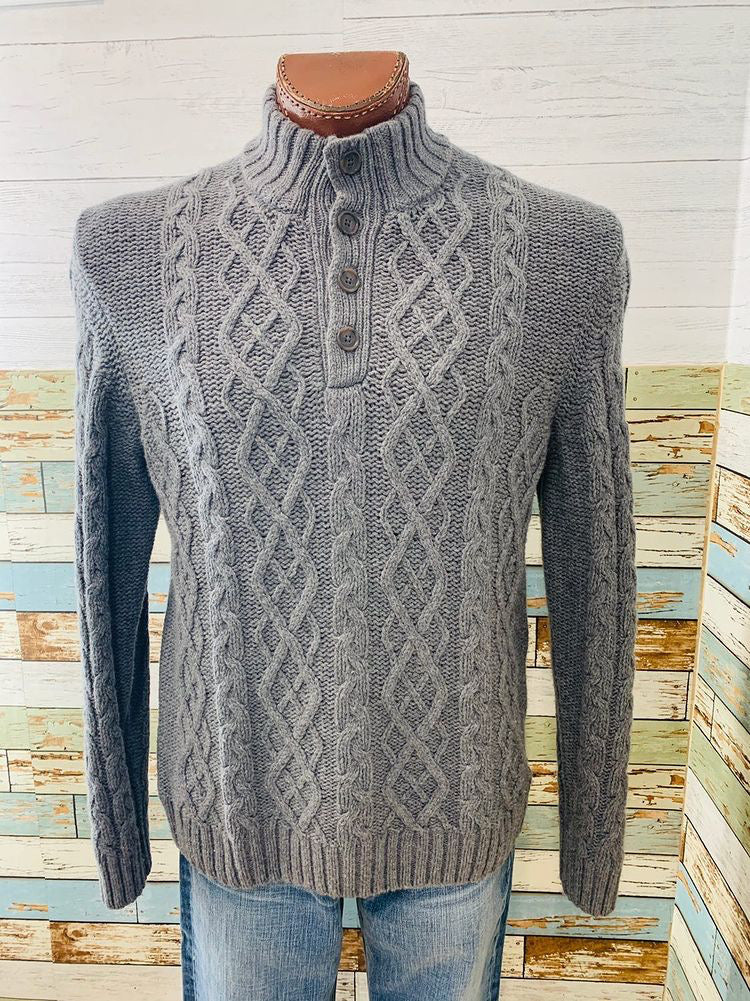 90s Crewneck Gray Men’s Knit Sweater  By Brooks Brothers - Hamlets Vintage