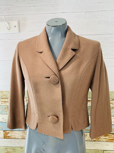 60s - Short Wool Jacket With Detail knit Buttons - Hamlets Vintage