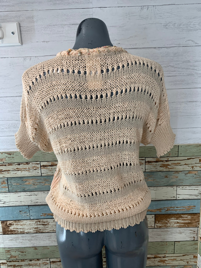 80’s Short Sleeves Acrylic and Ribbon Sweater - Hamlets Vintage