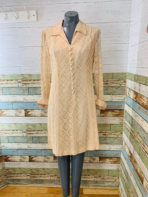 60s Long Sleeve Lace Dress - Hamlets Vintage
