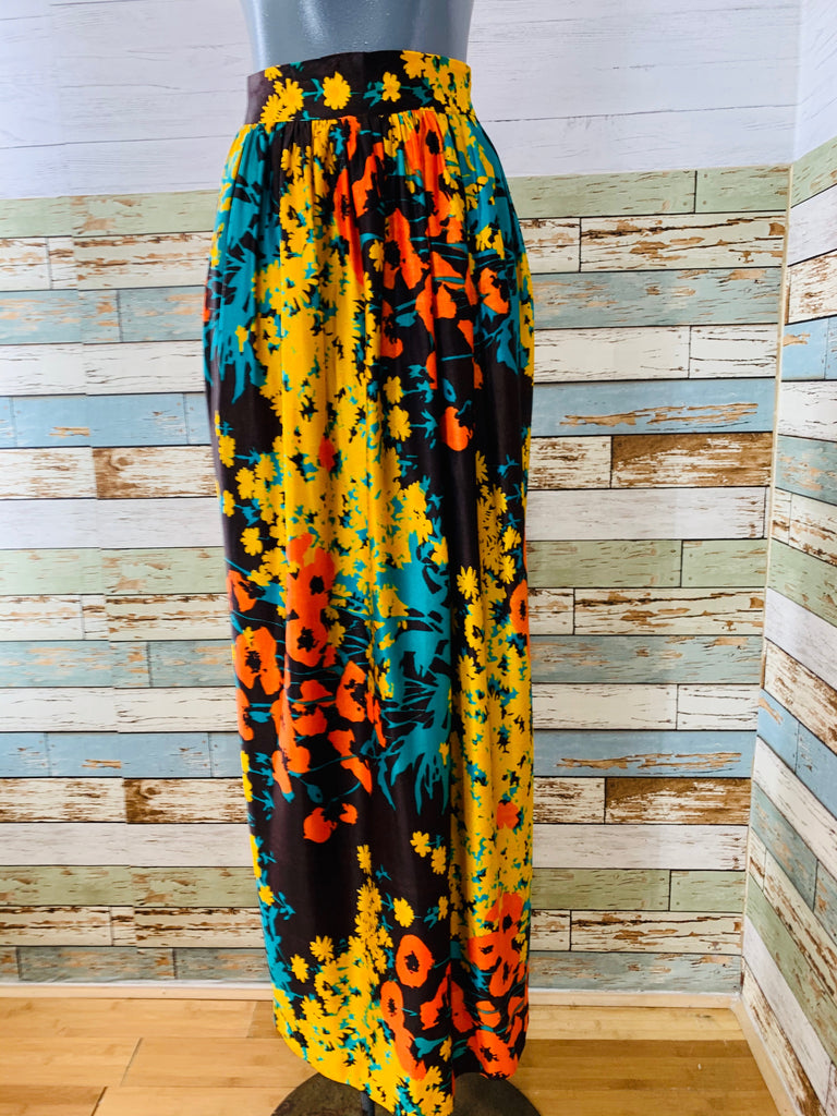 70s floral print maxi skirt - Hamlets Vintage