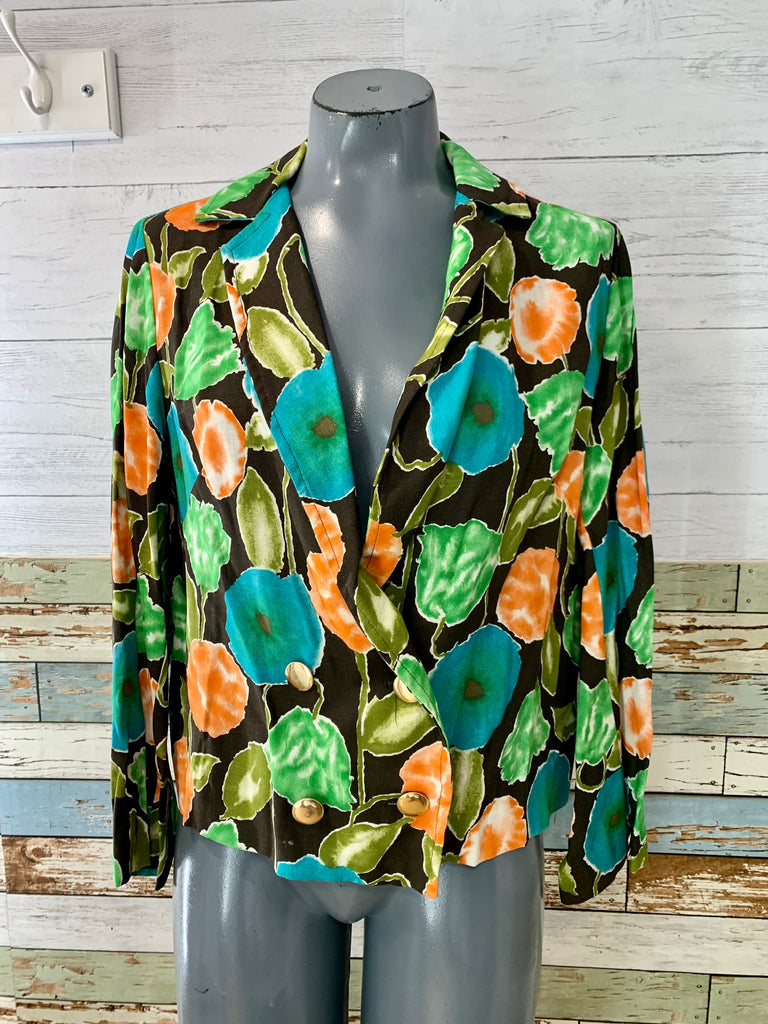 90’s Floral Jacket with Gold Buttons - Hamlets Vintage