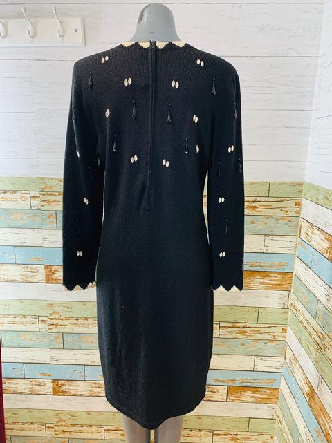 90s long Sleeve Dress with Stones & Beads - Hamlets Vintage