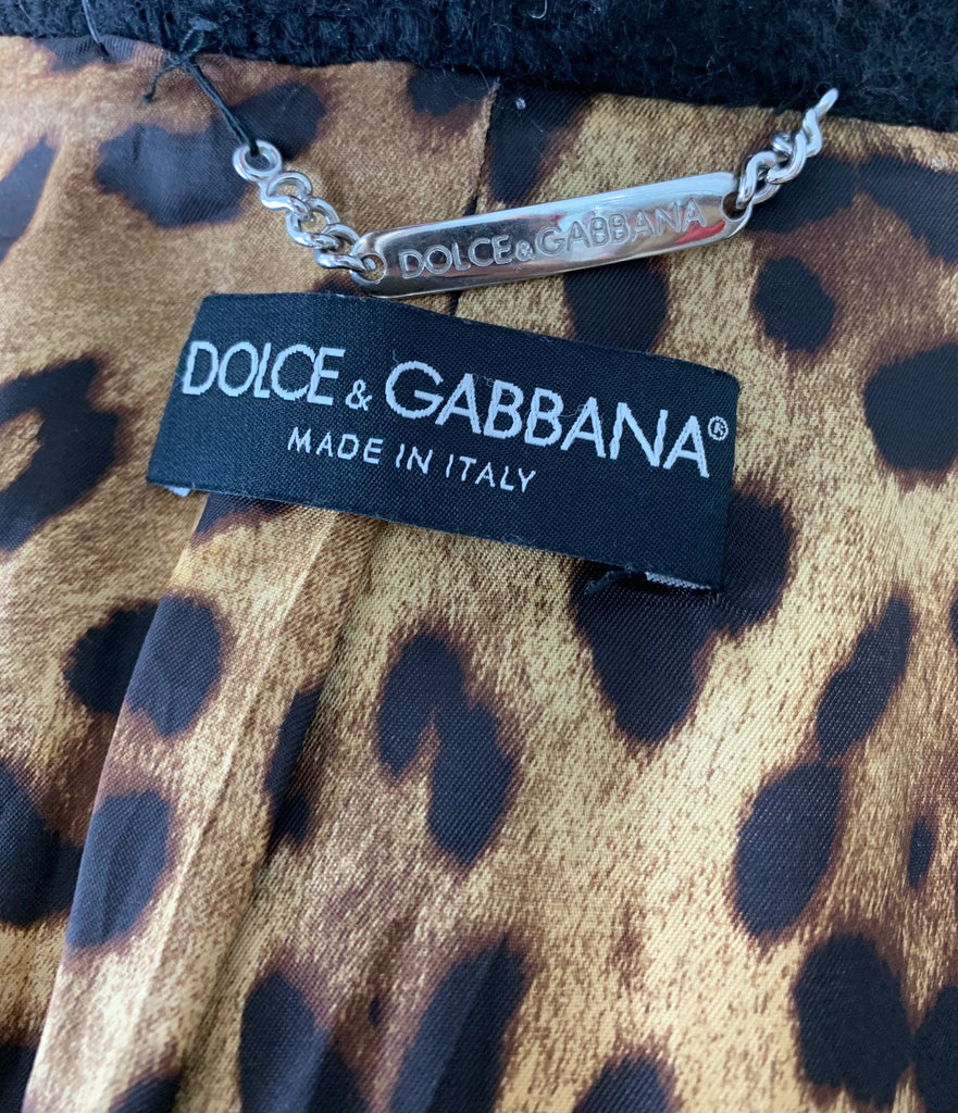 90’s Black and White Pattern Wool Coat by Dolce & Gabbana - Hamlets Vintage