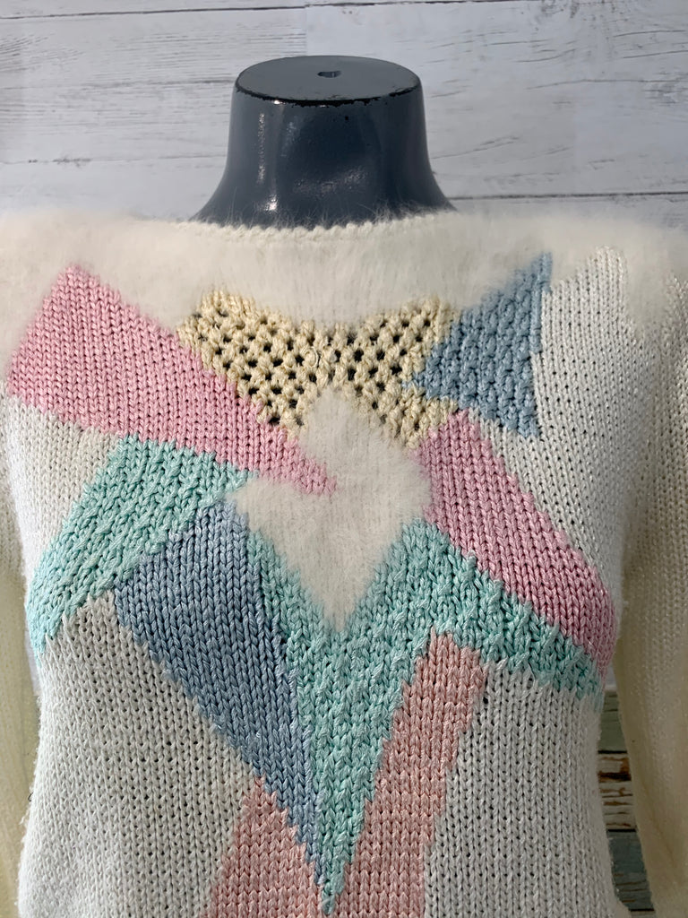 80’s Abstract Pastel Colors Sweater - Hamlets Vintage