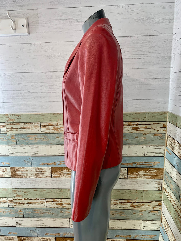 90’s Red Leather Jacket - Hamlets Vintage