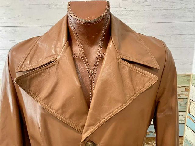 70s Leather Coat with Belt By Lakeland – Hamlets Vintage