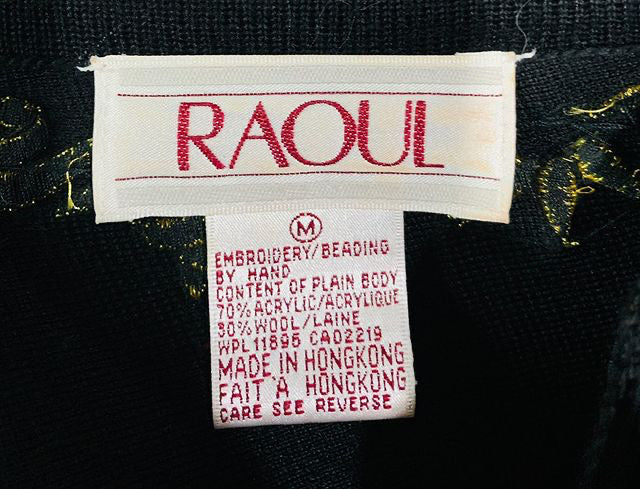 90s Long Sleeve Dress With Embroiled Beads  By Raoul - Hamlets Vintage
