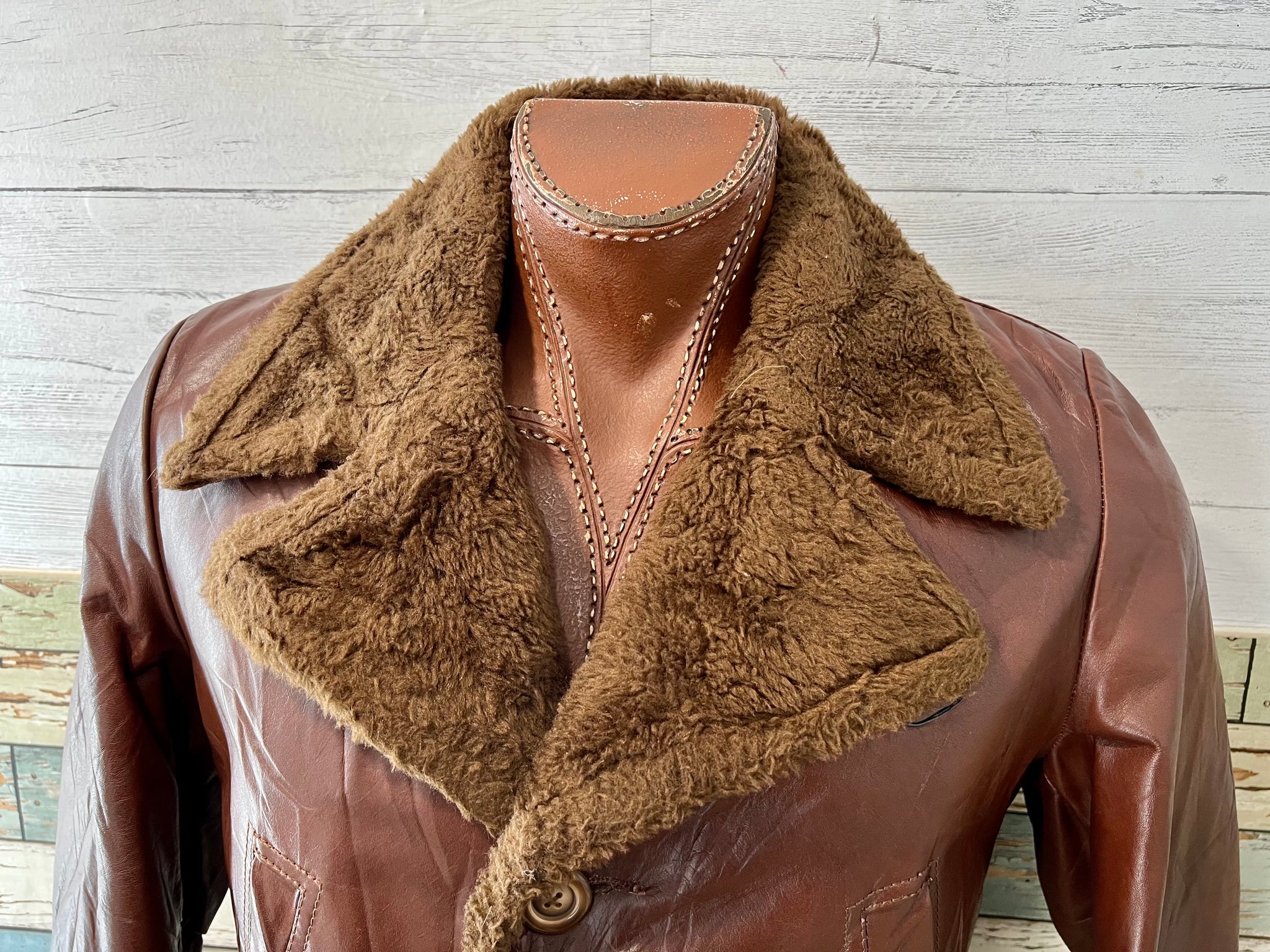 70's Leather 3/4 Length Jacket With Fur Collar – Hamlets Vintage