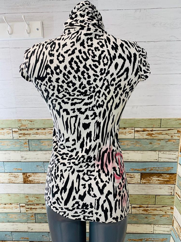 00s - D&G Zebra Bow Print | Cap Sleeve Top - Hamlets Vintage