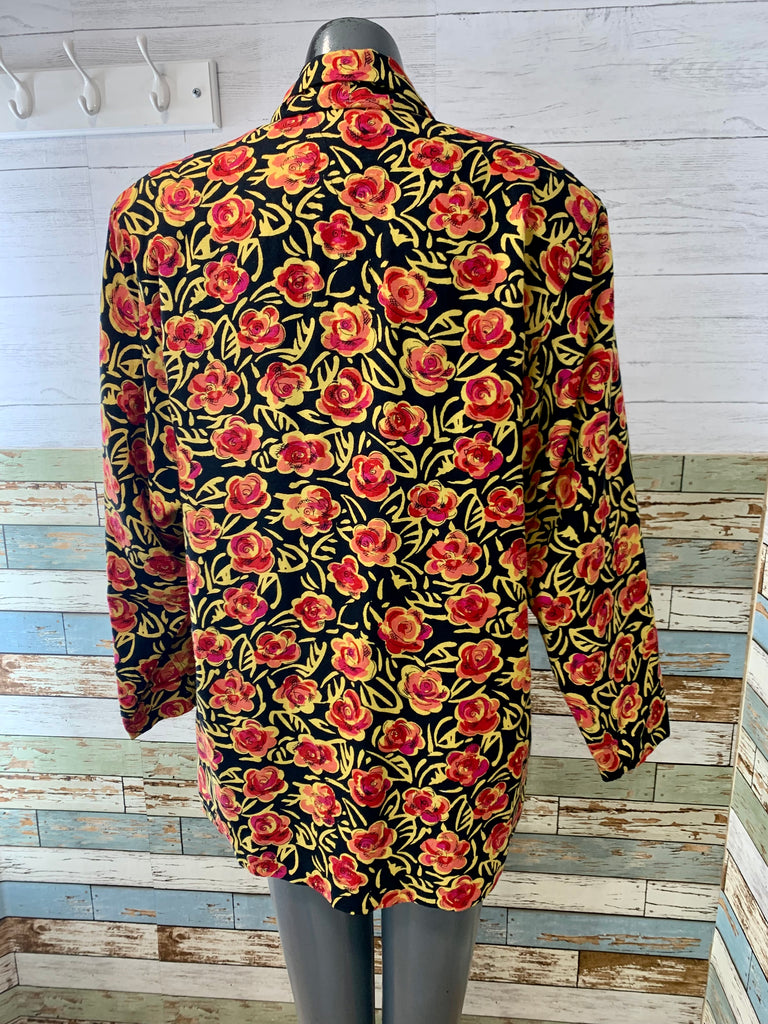 80’s Black Red, and Yellow Floral Blazer - Hamlets Vintage