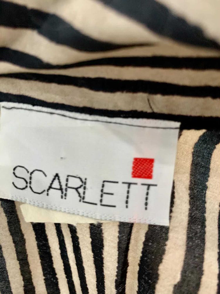 90s Cap Sleeve With Black & Gray Stripes By Scarlett - Hamlets Vintage
