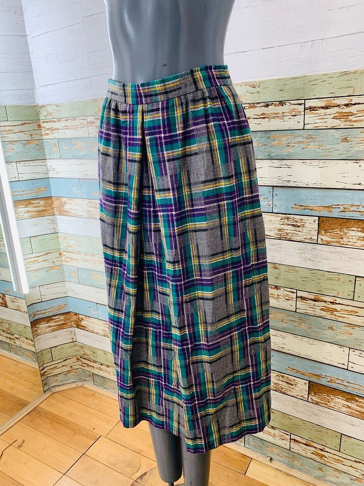 80’s Tartan Wool Skirt  Long Length  By Jack Winter Sport - Hamlets Vintage