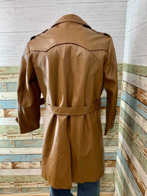 70s Faux Leather 3/4 Length Jacket With Belt  By Bostwicks - Hamlets Vintage