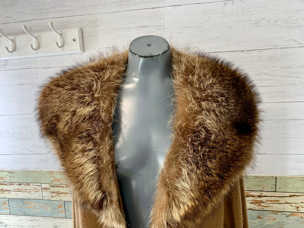 90’s Fur Collar and Cashmere Coat by Donna Karan - Hamlets Vintage