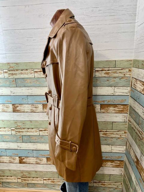 70s Faux Leather 3/4 Length Jacket With Belt  By Bostwicks - Hamlets Vintage