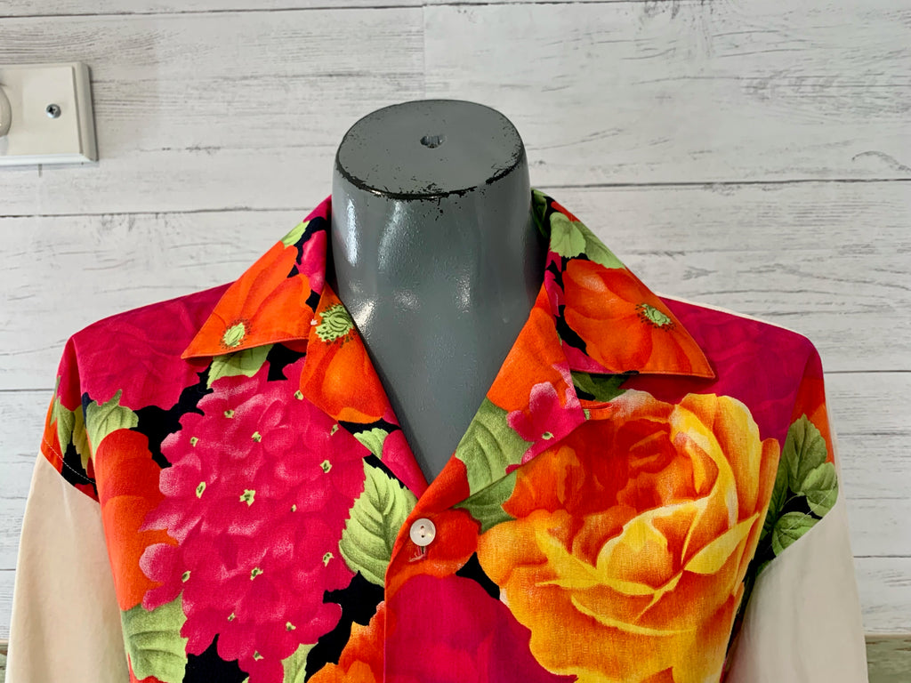 90’s Fuscia and Orange Floral Button Up - Hamlets Vintage