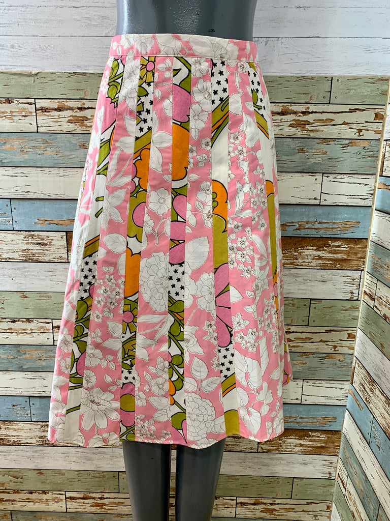 00s Revival 70s Multicolor Floral Midi Skirt - Hamlets Vintage