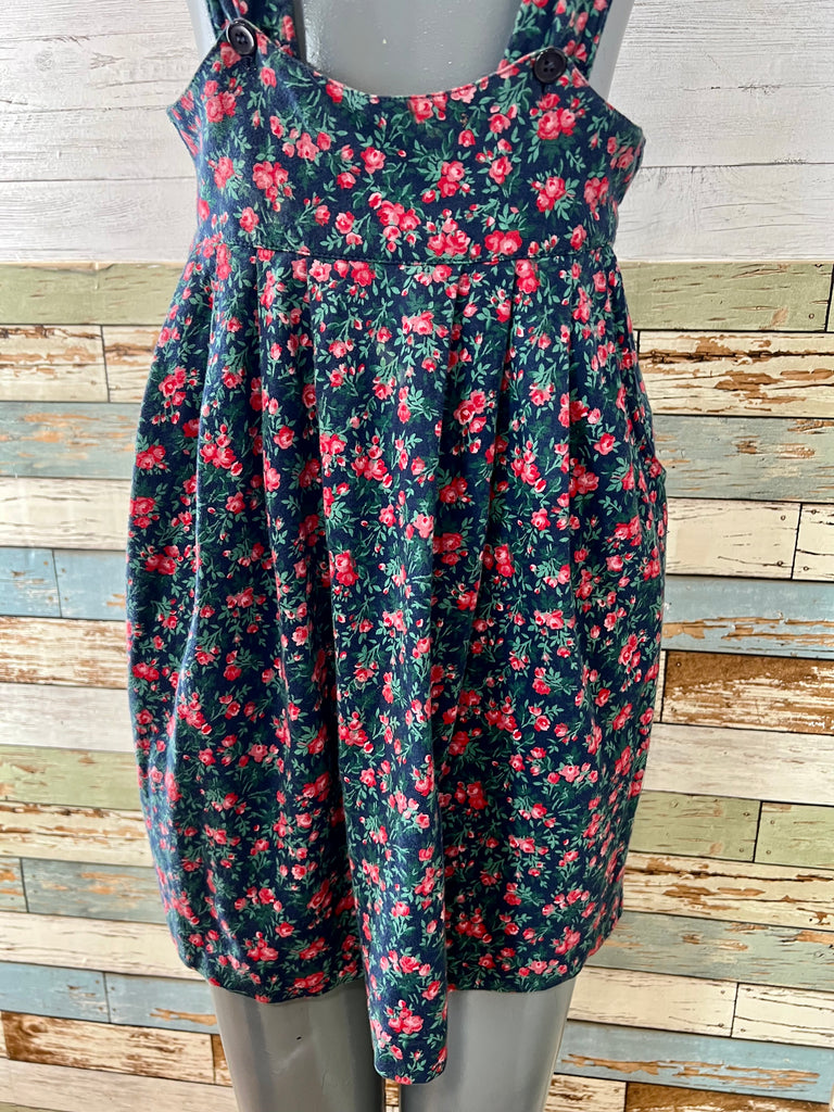 70s/80s Floral Mini Skirt With Suspenders - Hamlets Vintage