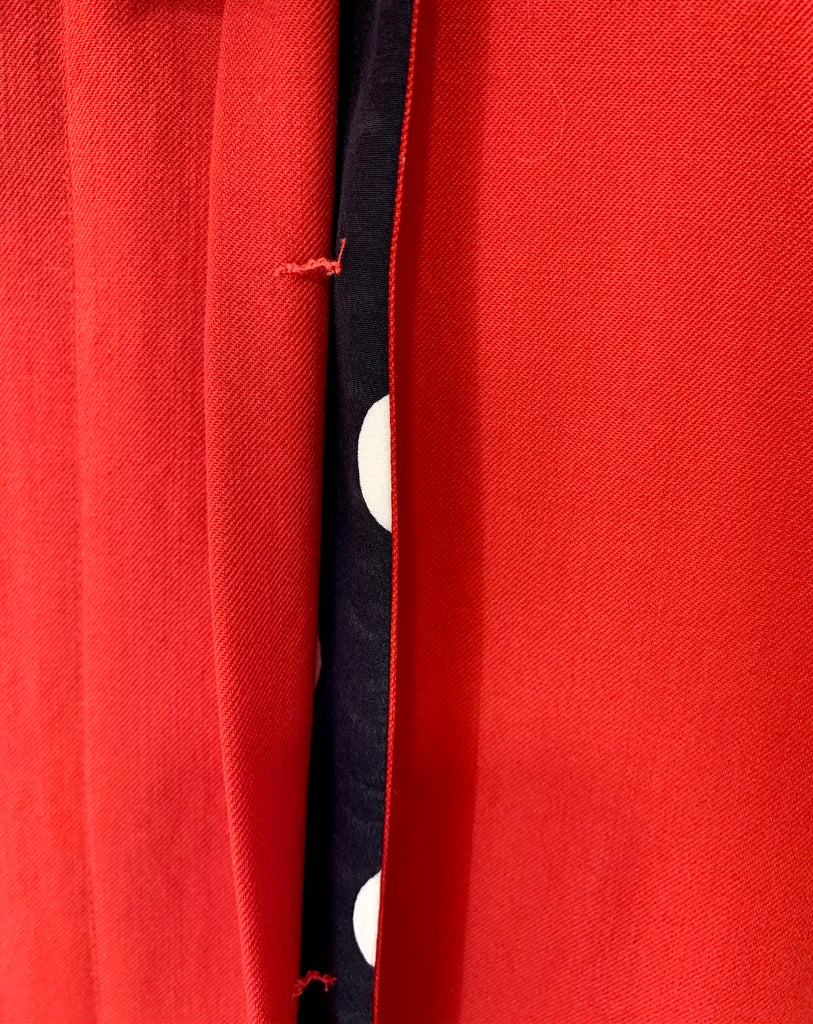 70’s Red Coat with Polka Dot Sleeves - Hamlets Vintage
