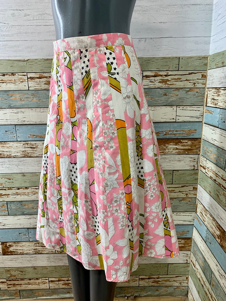 00s Revival 70s Multicolor Floral Midi Skirt - Hamlets Vintage