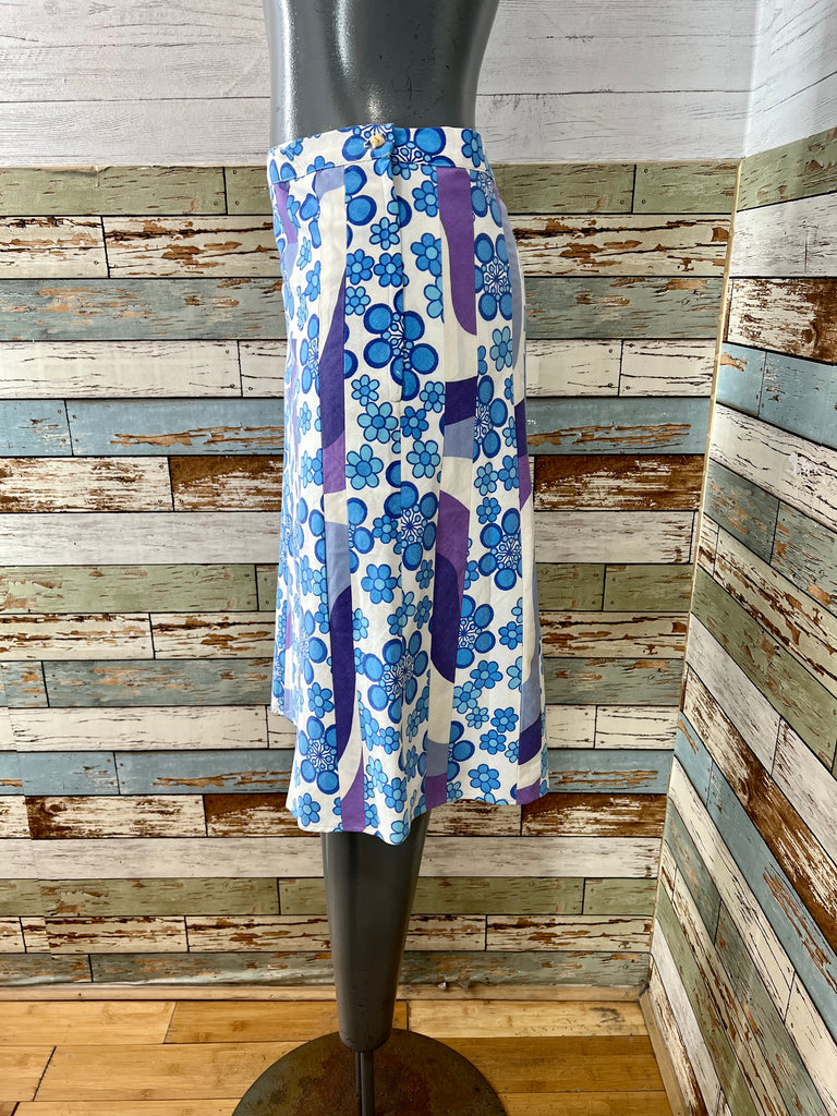 00’s Revival 60s/70s Floral Knee Length Skirt - Hamlets Vintage