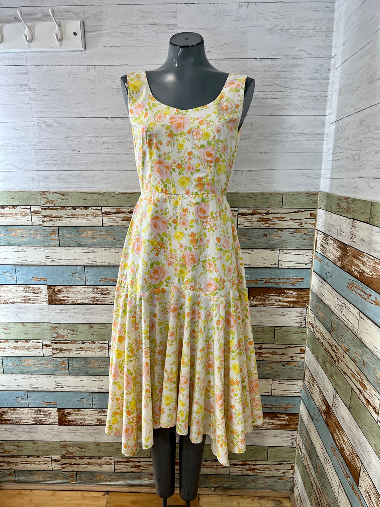 00’s Revival 60s Floral Asymmetric Dress - Hamlets Vintage