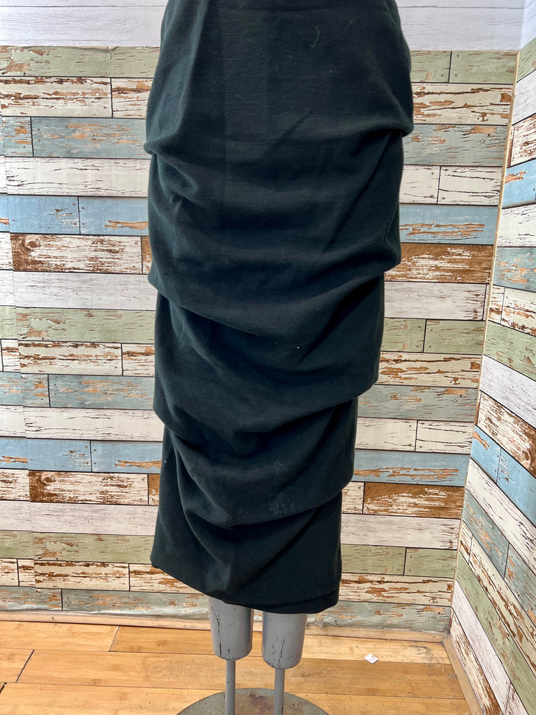 90s/00s Black Draped Maxi Skirt - Hamlets Vintage