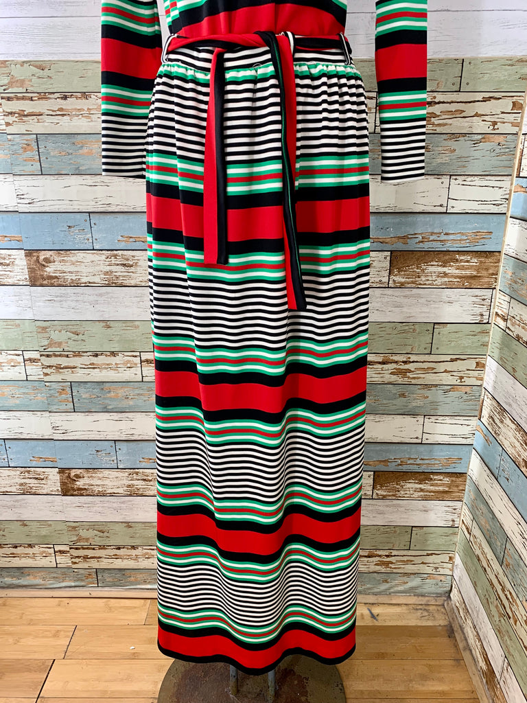 70’s Stripe Three Piece Skirt Top, & Scarf Set - Hamlets Vintage