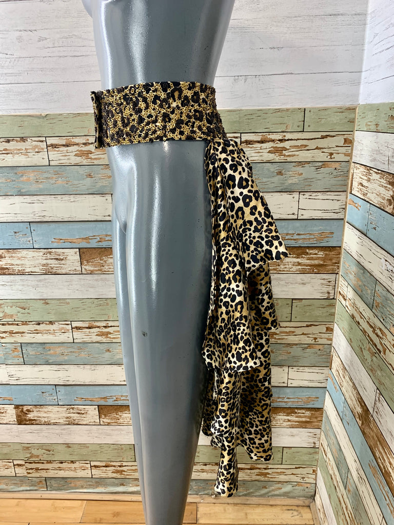 00’s Leopard Print Layered Ruffle Tail Beaded Belt - Hamlets Vintage