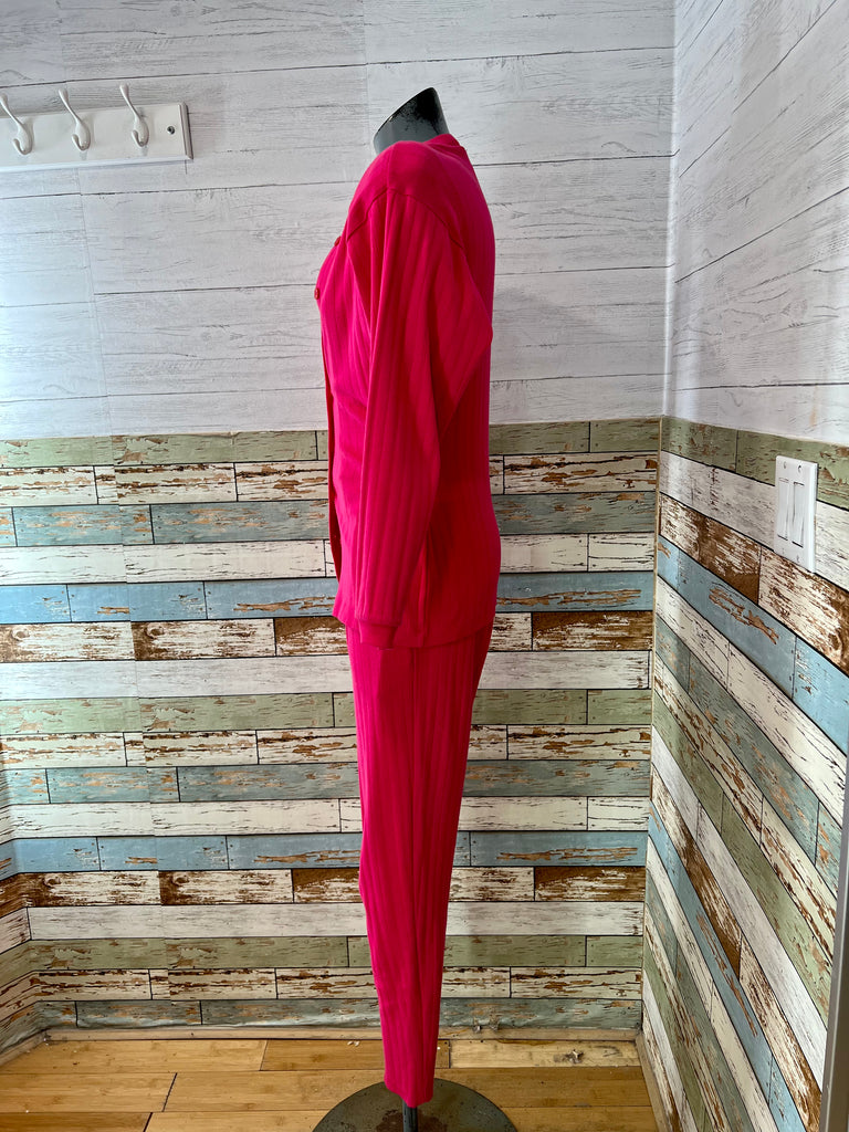 80s Pink Jumpsuit And Cardigan Set - Hamlets Vintage