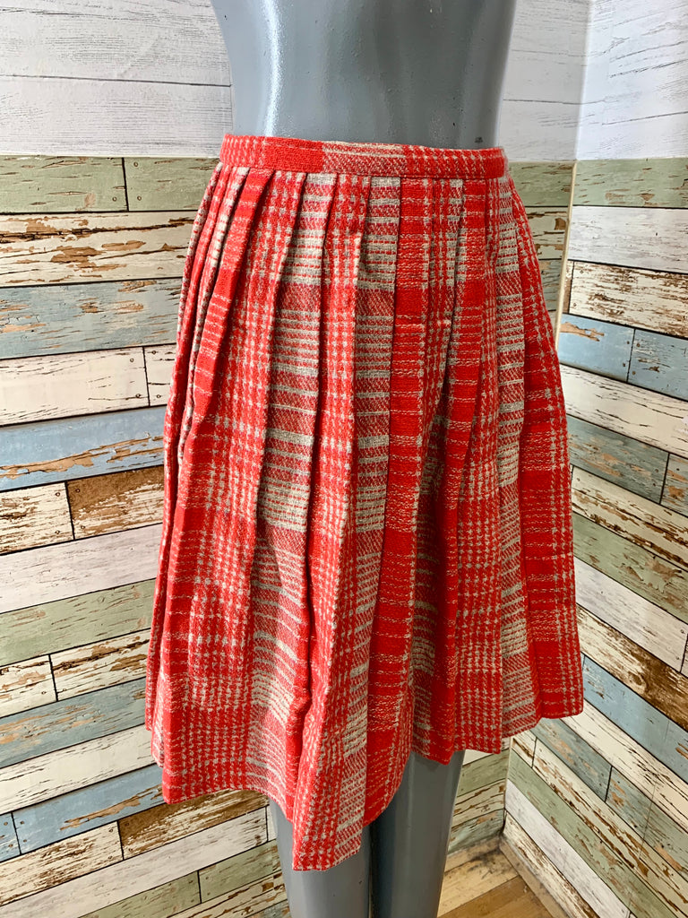 70’s Plaid Pleated Flare Skirt - Hamlets Vintage