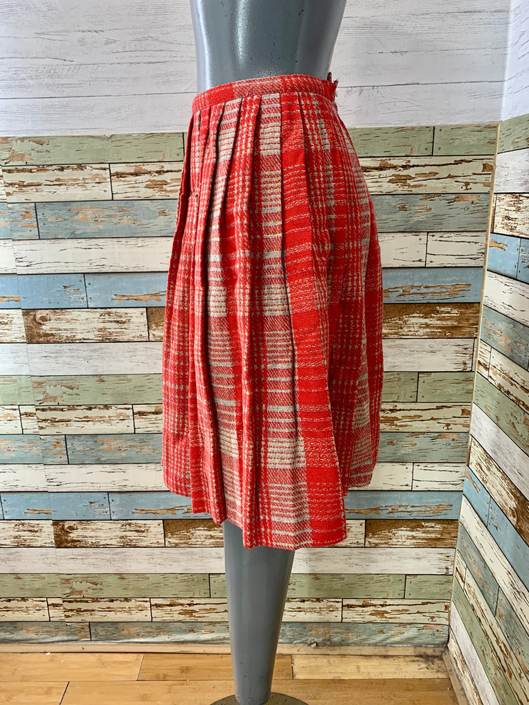 70’s Plaid Pleated Flare Skirt - Hamlets Vintage