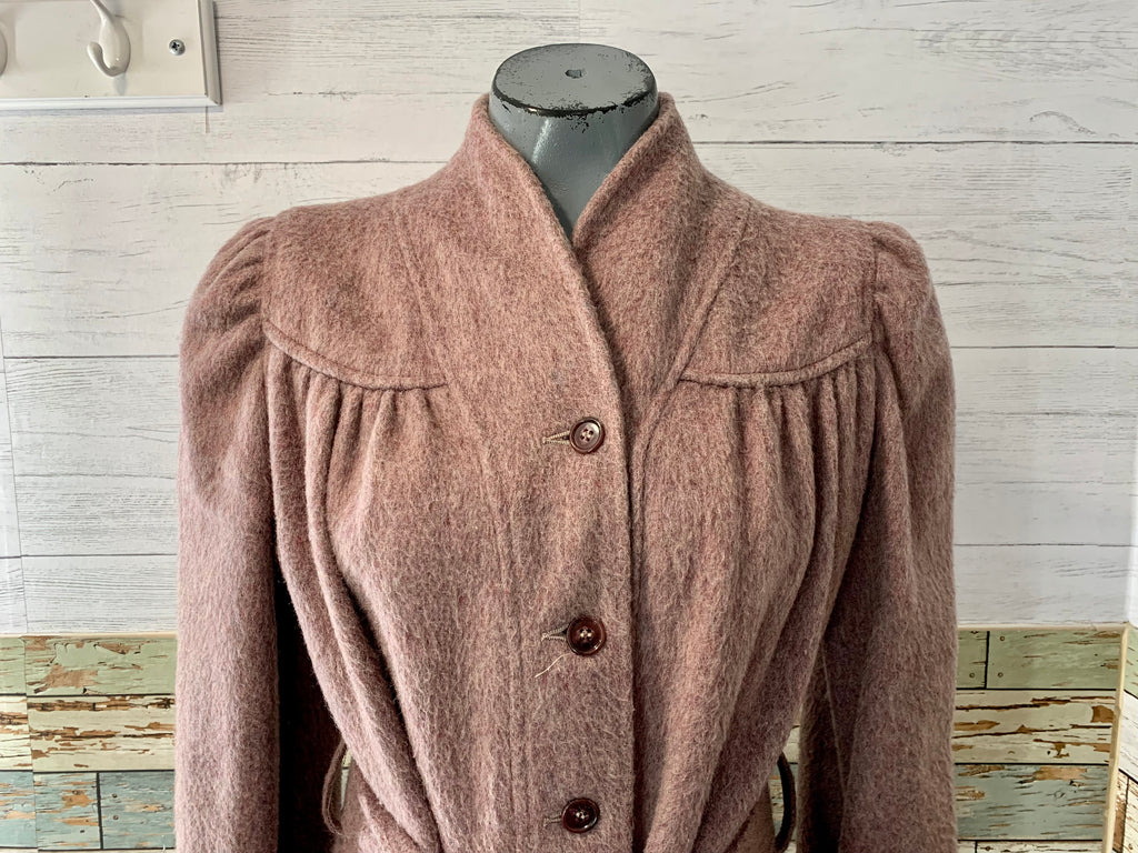 60's Pink Belted Wool Coat - Hamlets Vintage