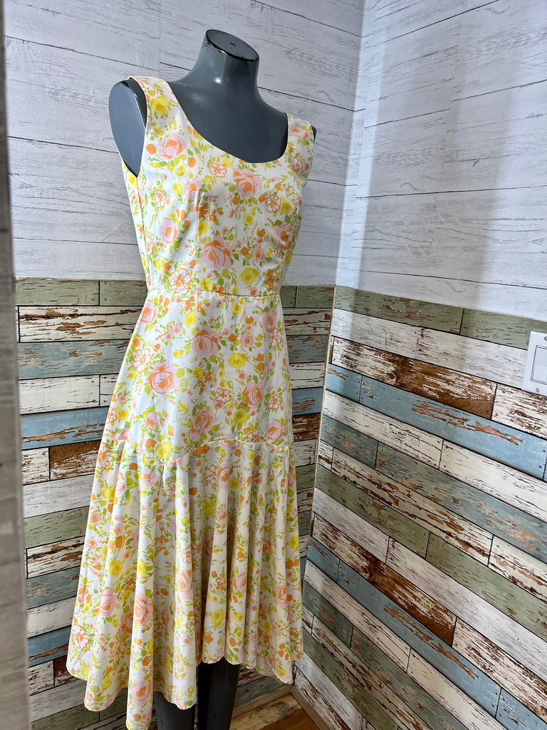 00’s Revival 60s Floral Asymmetric Dress - Hamlets Vintage
