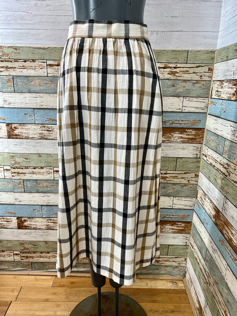 60s/70s Pleated Plaid Skirt - Hamlets Vintage