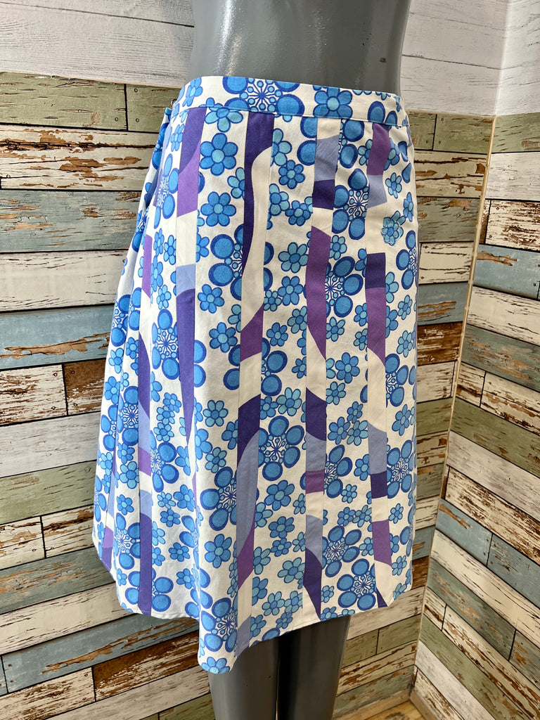 00’s Revival 60s/70s Floral Knee Length Skirt - Hamlets Vintage